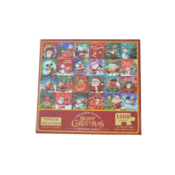 Merry Christmas Jigsaw Puzzle 1008 Pieces Advent Calendar Style With Poster Incl - Picture 2 of 4